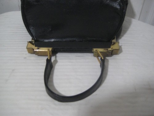 Bolso de mano Bonwit Teller de cuero de reptil negro hecho en EE. UU. - Imagen 13 de 21