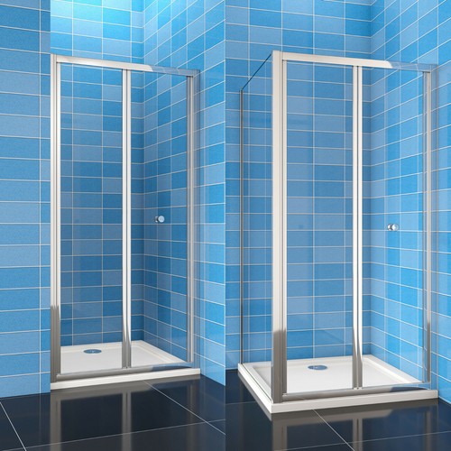 Bi fold Pivot Walk In Shower Enclosure Door Glass Screen Cubicle Panel and Tray - Picture 2 of 15