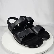 Easy Spirit Hartwell Black Leather Adjustable Strap Comfort Sandals Women's 9.5