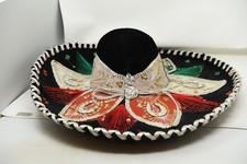 Vintage Pigalle Velvet Embroidered Sequin Mexican Mariachi Sombrero 23"
