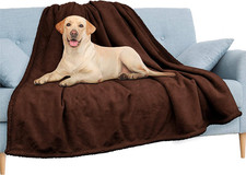 Cozy Waterproof Sherpa Blanket for Couch  Dogs, Brown, 90x90 inches
