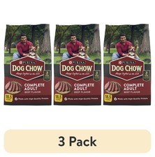 (3 pack Dog Chow Complete Adult Dry Dog Food High Protein Real Beef 18.5 lb Bag 1.08 per pound