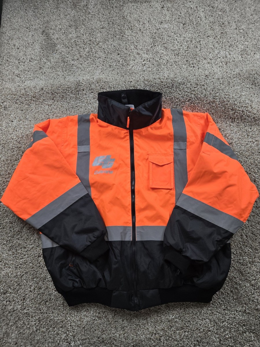 Caltrans Work Jacket XL Mens Safety Orange Full Zip Reflective Hi