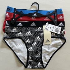 NWT Adidas Women's 3-PK Cotton Hipster Underwear 4A1H34 Size M Black/Red/Blue