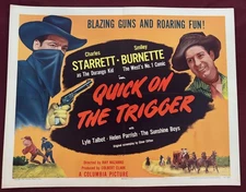 QUICK ON THE TRIGGER POSTER 1948 CHARLES STARRETT HIGH GRADE! HALF SHEET