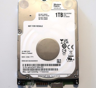 Western Digital WD10SDRW-11A0XS0 (WXA2) IU CB500 Thailand 1TB USB HDD MAR/2022