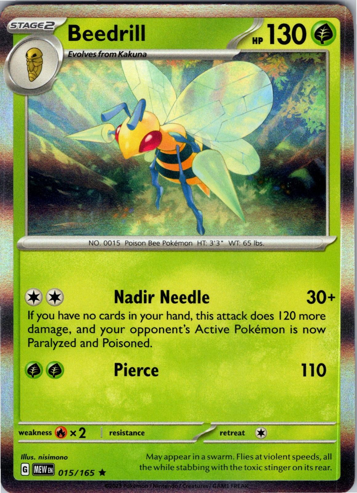 Beedrill 015/165 R 151 Pokemon Holo NM