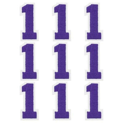 Embroidered Number Patches 2'' Number 1 Iron on Patch (Purple, Pack of 9)