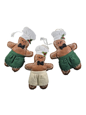 VTG NOS 1990's 3X Delton Products 9'' Fabric Gingerbread Christmas Ornaments