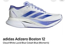 Adidas Adizero Boston 12 White Cloud Lucid Blue - Women  s 7 Ships From USA