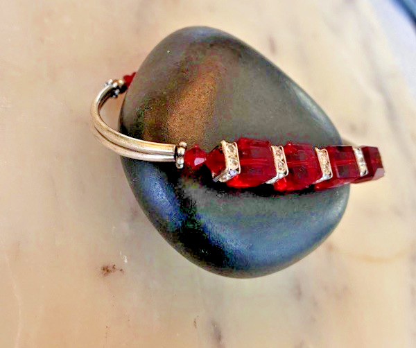 Brilliant Ruby Red & Clear Austrian Crystal Brace… - image 3