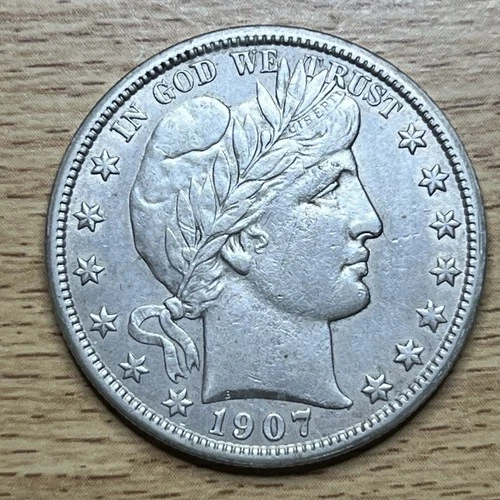 1907 Barber Half Dollar Choice AU + / UNC Details