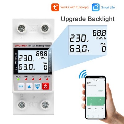 AC220V 63A Tuya Smart Under/Over voltage current Protector WIFI APP Control