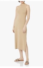 The Drop Gabriela High Neck Cut-In A-line Side-Slit Maxi Sweater Dress Med NWT