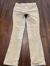 Ariat Unisex Youth 10 Heritage Elite Riding Pants Knee Patch Breeches Tan