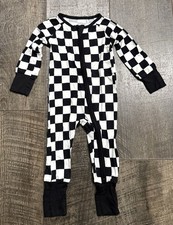 Bamboo Zipper Sleeper Black and White Check Print 18-24m