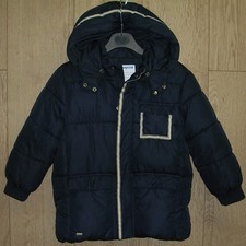 Cappotto foderato in pile Mayoral blu navy con cappuccio ragazzo età 5 110 cm