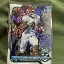 ?BRIAN ROBINSON 2022 1ST BOWMAN UNIVERSITY SHIMMER REFRACTOR ROOKIE CARD!?BAMA. rookie card picture