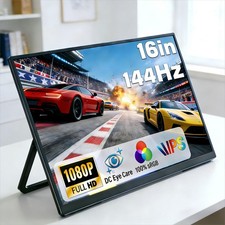 16.1" 144Hz Portable Monitor for Gaming with Kickstand- HDR Eye Careful, 100 ...