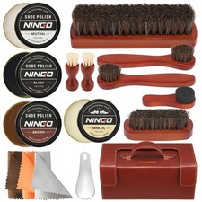 NINGO 16Pcs Leather Shoe Care Kit Shoe Clean Condition Polish Kit Brush Shine Ki