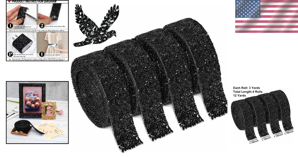 Cinta de diamantes de imitación de resina de cristal brillante, auto Foto 2 de 4