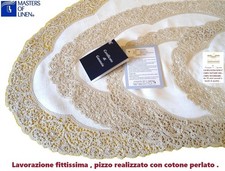 Centri 6 pezzi lino pizzo tombolo cantù roselin perline fatti a mano beige ovali