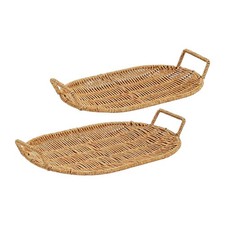 Imitation Rattan Food Serving Tray Bread Basket Storage Woven Fruit Bowl