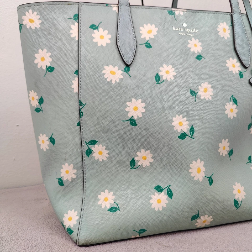 Bolso de Mano Kate Spade Dana Verde Menta Margarita Estampado Floral Saffiano PVC Cartera Preppy Foto 4 de 4