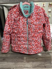 L.L. Bean girls pink Geometrical puffer jacket Sherpa lined Large 14-16