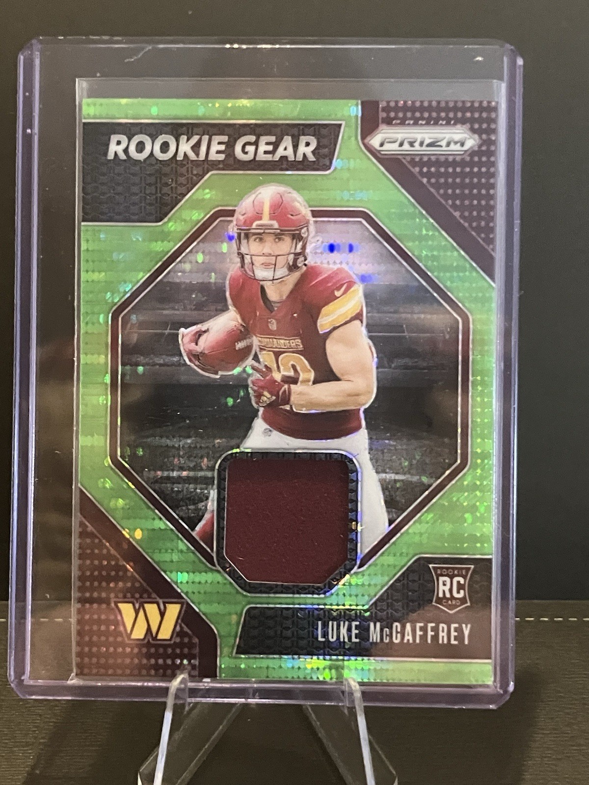 2024 Panini Prizm - Rookie Gear Luke McCaffrey #RG-LMY Neon Green Pulsar