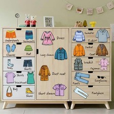 4 Pcs 4 Styles Dresser Clothing Decals Wardrobe Stickers for Closet PVC Self-...