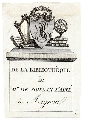 Exlibris Raffelis De Soissan Comtat Avignon Bookplate Ex-Libris 18E