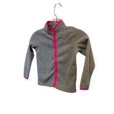 OshKosh Bgosh Girls Gray Pink Heart Full Zip Fleece Jacket Mock Neck Size 6