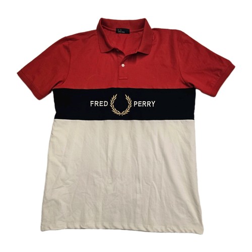 Fred Perry Mens XL Color Block Polo Shirt Short Sleeve Authentic Classic Top