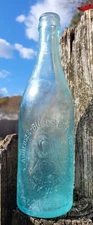 Vintage ANHEUSER BUSCH Beer Bottle Norfolk Va. Branch Blue/Green Embossed Eagle