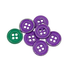 Distressed Purple Green 4-Hole Flat Sewing Buttons Round Metal Fasteners (9mm)