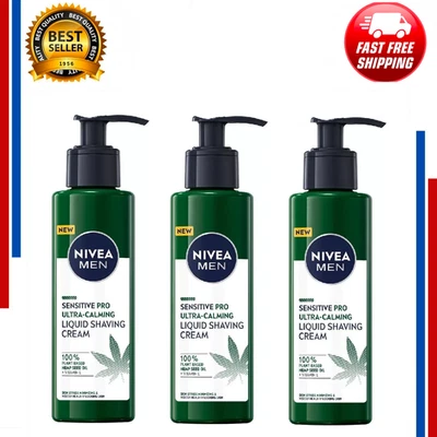 3x NIVEA MEN Sensitive Pro Ultra Calming Liquid Shaving Cream 200ml NEW