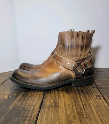 Bed Stu Leather Harness Moto Boots Whip Stitch Distressed Mens Low Boots Sz 11