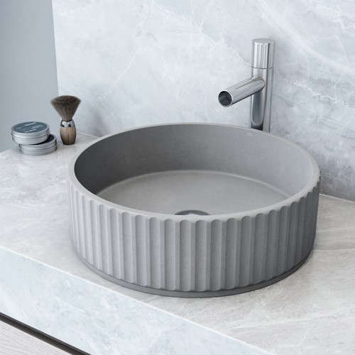 Vigo VGT2094 Windsor 16" Circular Concrete Vessel Bathroom Sink - Chrome