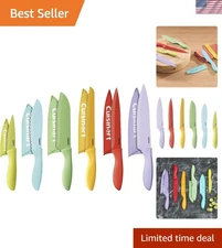 Colorful 12-Piece Kitchen Knife Collection with Stainless Steel Blades & Guards