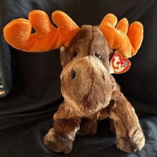 Ty Large Plush Beanie Buddy CHOCOLATE Moose 10" Stuffed Animal Toy
