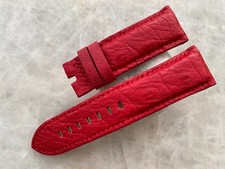 24mm/22mm Red Ostrich Leather Padded Watch Strap Band