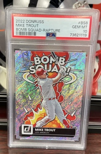 2022 Panini Donruss Optic Bomb Squad Rapture SSP Mike Trout PSA 10