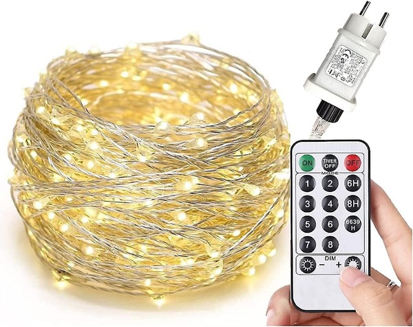 LED Lichterkette Mikro Silberdraht 300Er Warmweiß 8 Modi Deko Innen AußEn-image