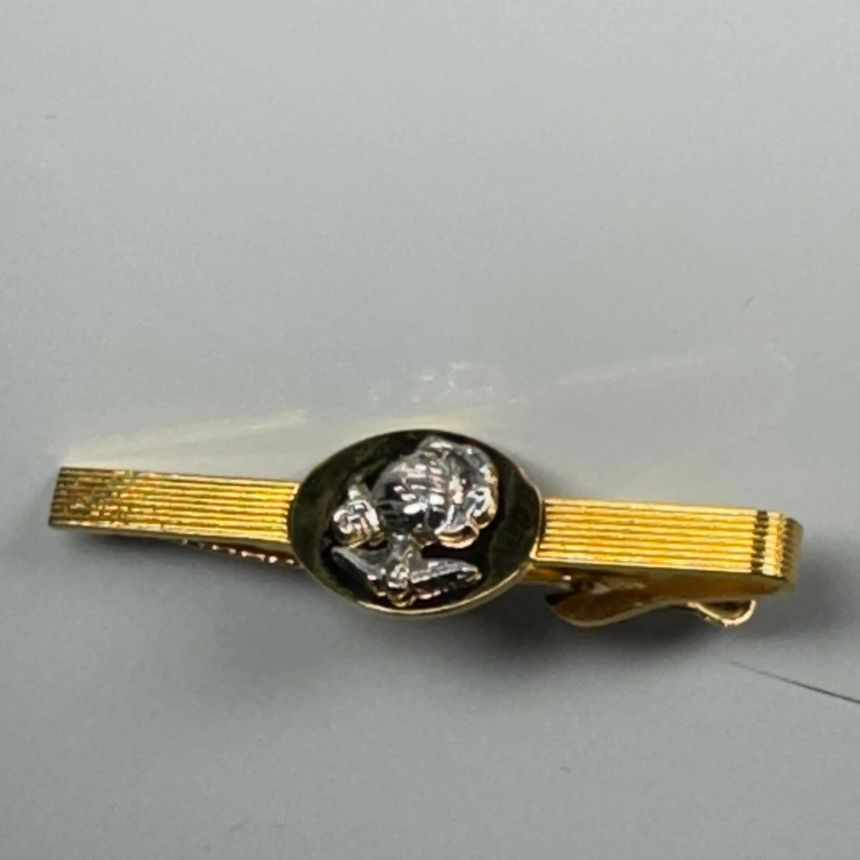 Clip de corbata vintage de marines tono dorado emblema de perfil elevado Foto 4 de 4