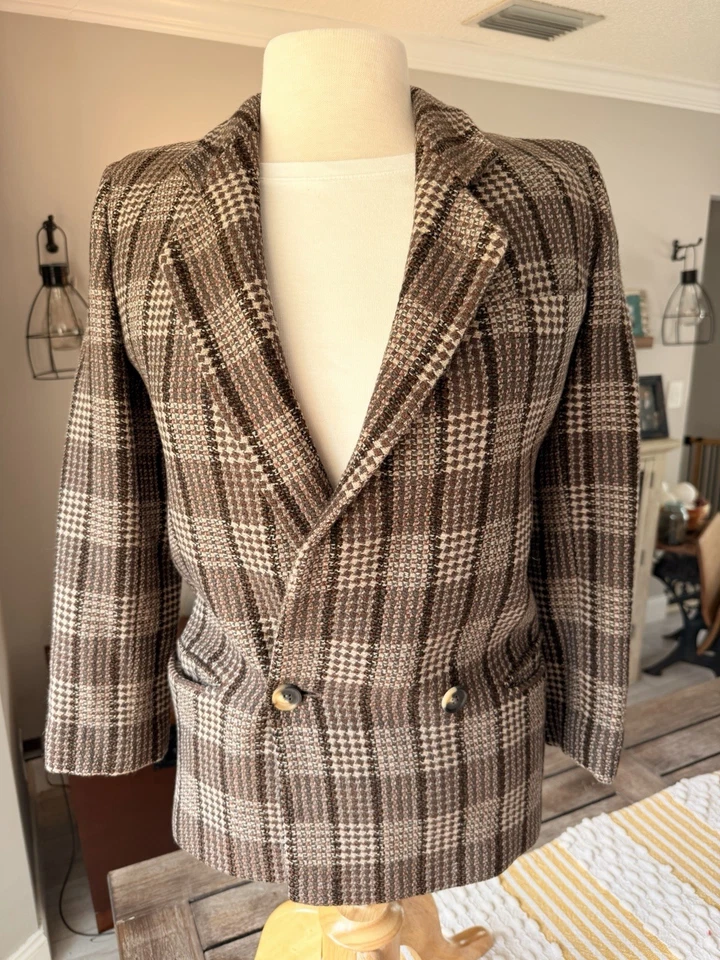 Blazer vintage de mujer Giorgio Armani de doble botonadura - lana a cuadros, hombrera Foto 2 de 4