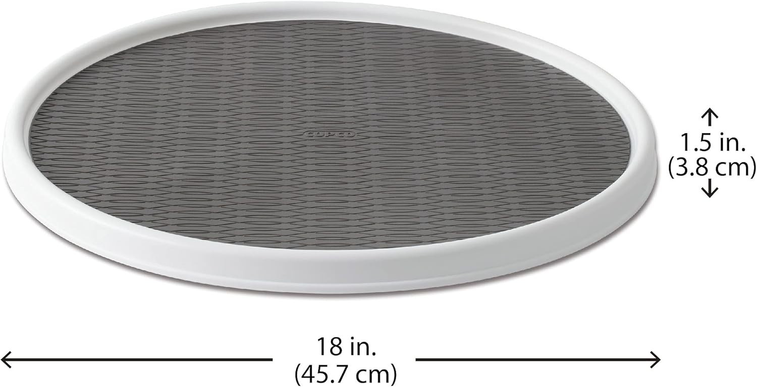 как выглядит Elegant 18-Inch Lazy Susan Turntable Organizer - Non-Skid Design in White/Gray фото