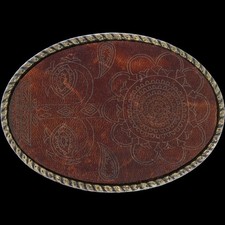 Paisley Southwest Leather Western Belt Buckle Gardener Flower Floral Hippy
