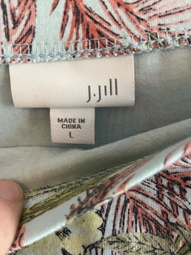 J. Jill Skirt size L Turquoise Floral Pocketed Knee Length Pull On - Picture 4 of 4