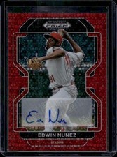 2022 Panini Prizm Draft Picks #PDP90 Edwin Nunez Auto Red Donut Circles #/99